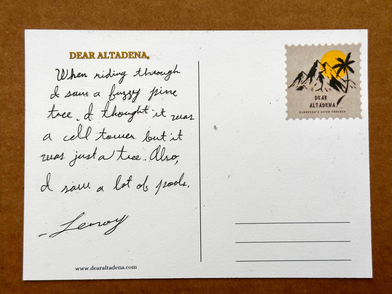 Dear Altadena Postcard 1