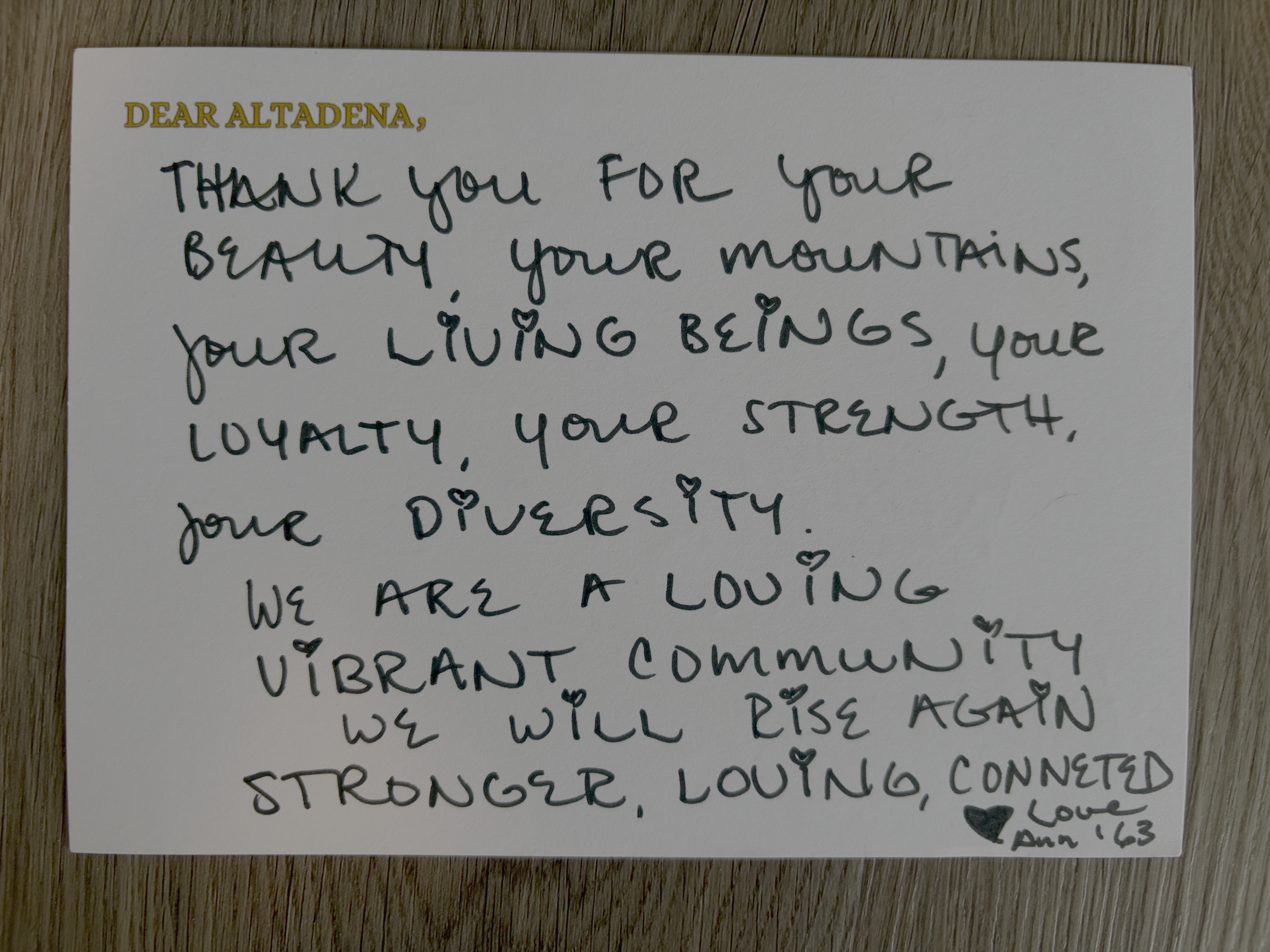 Dear Altadena Postcard