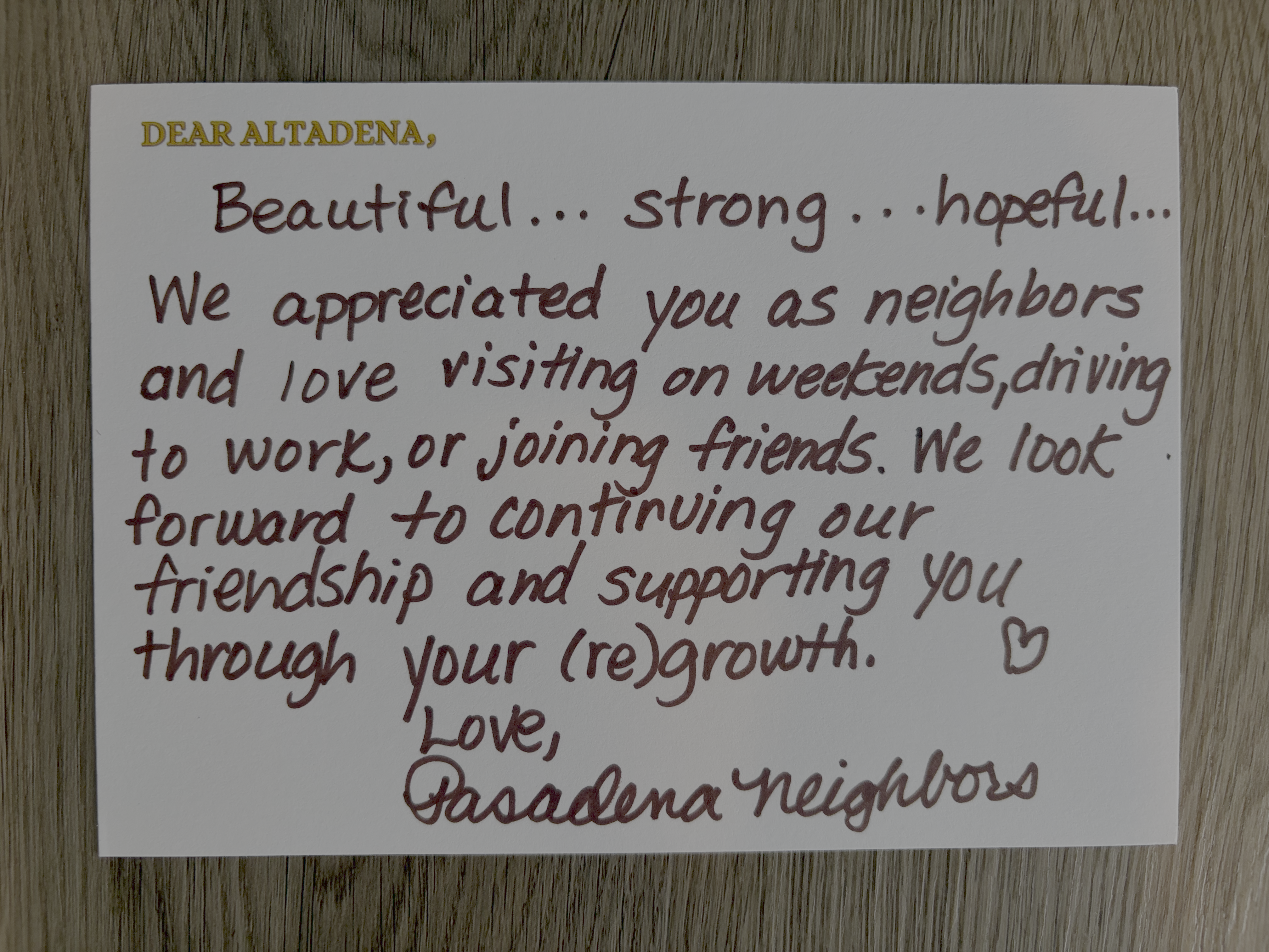 Dear Altadena Postcard