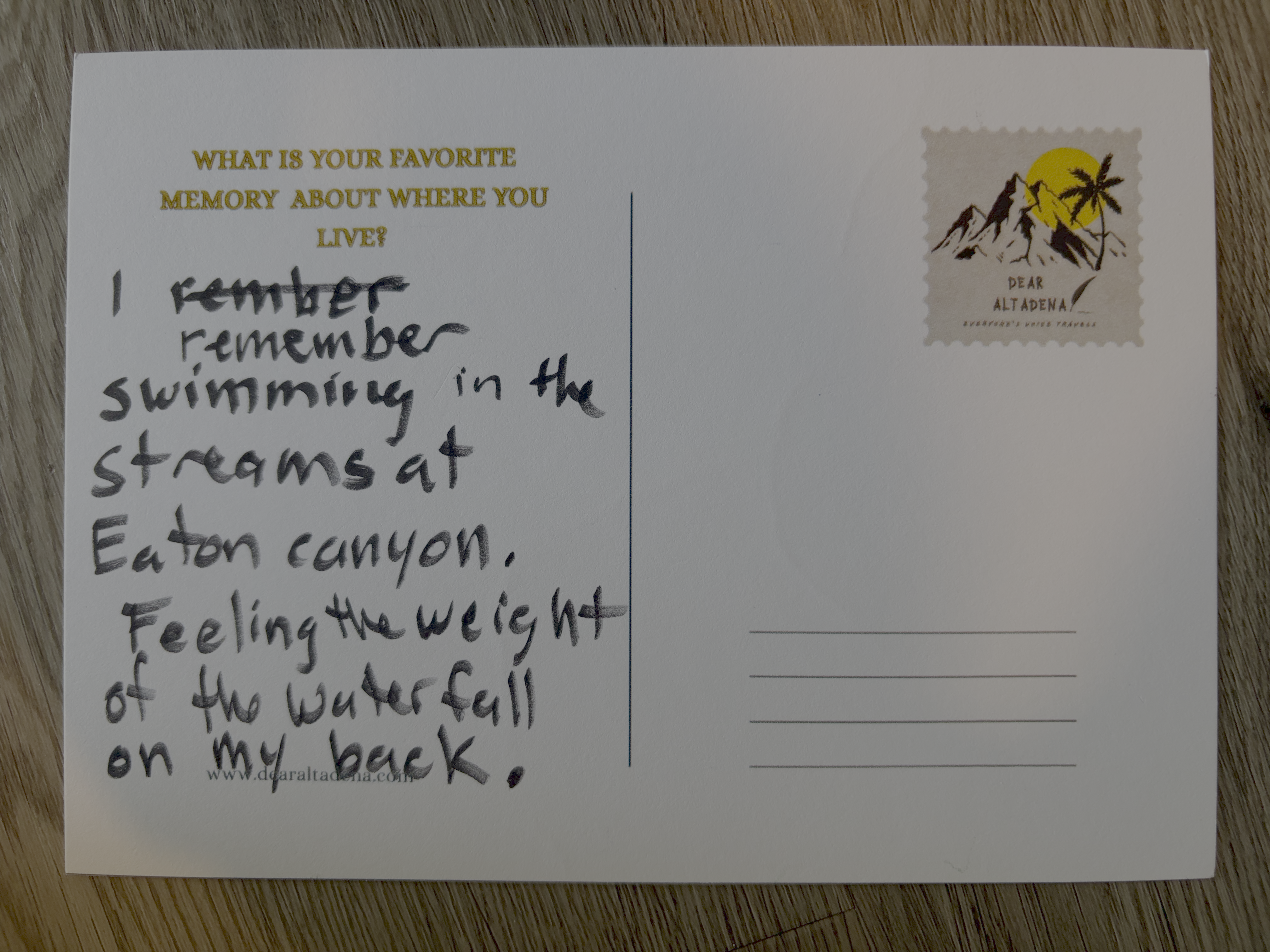 Dear Altadena Postcard 1