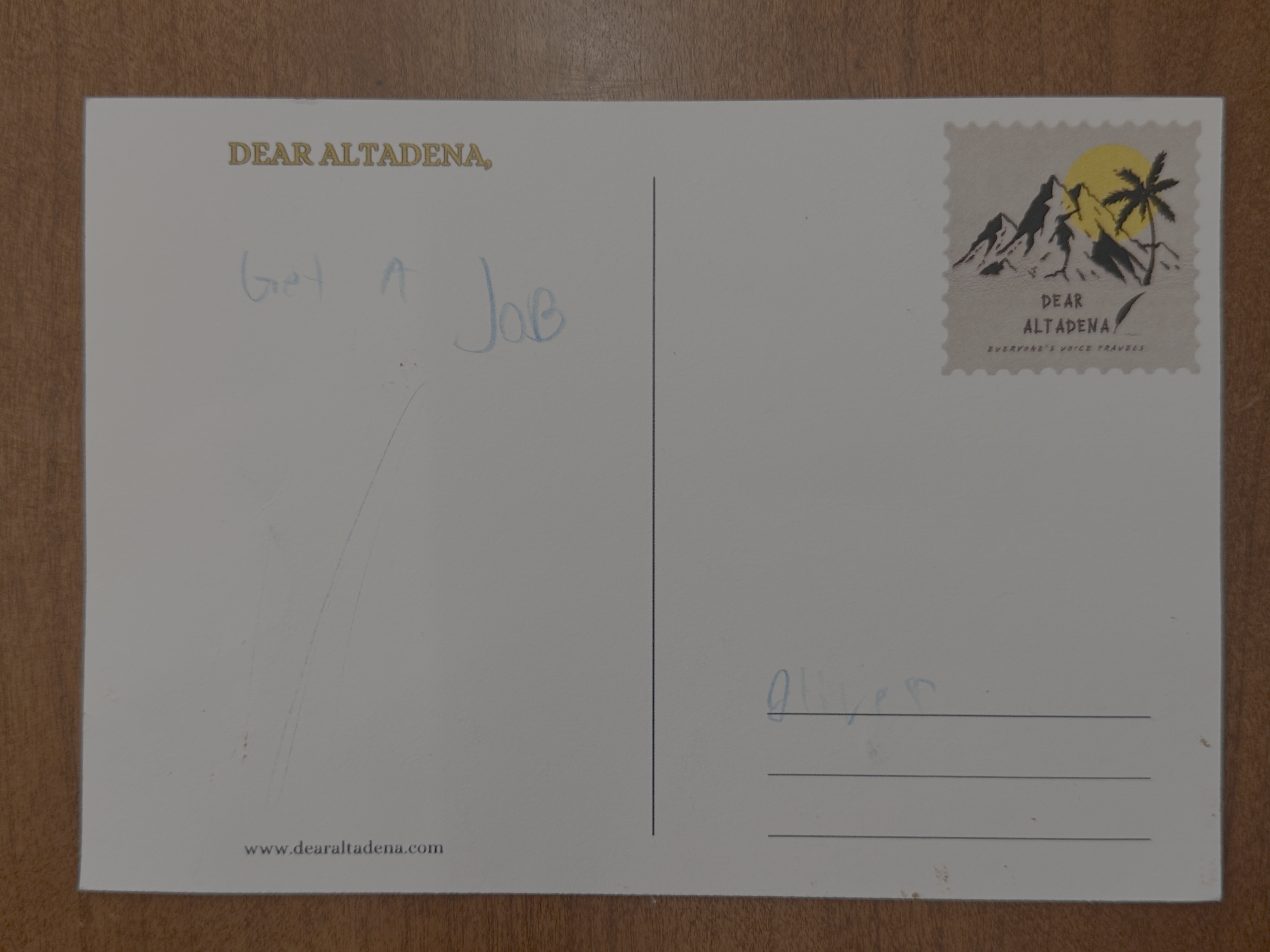 Dear Altadena Postcard 1