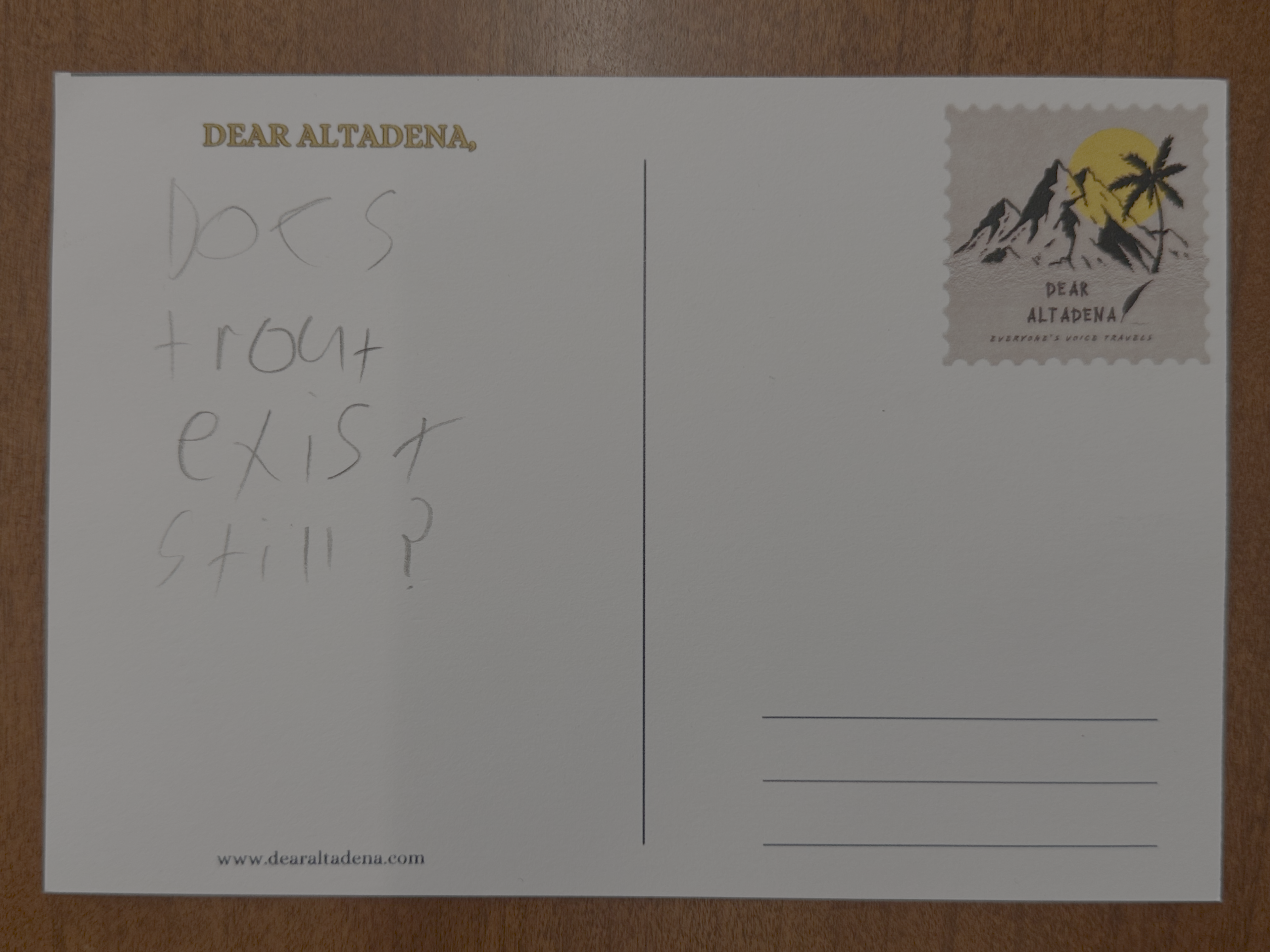 Dear Altadena Postcard 1