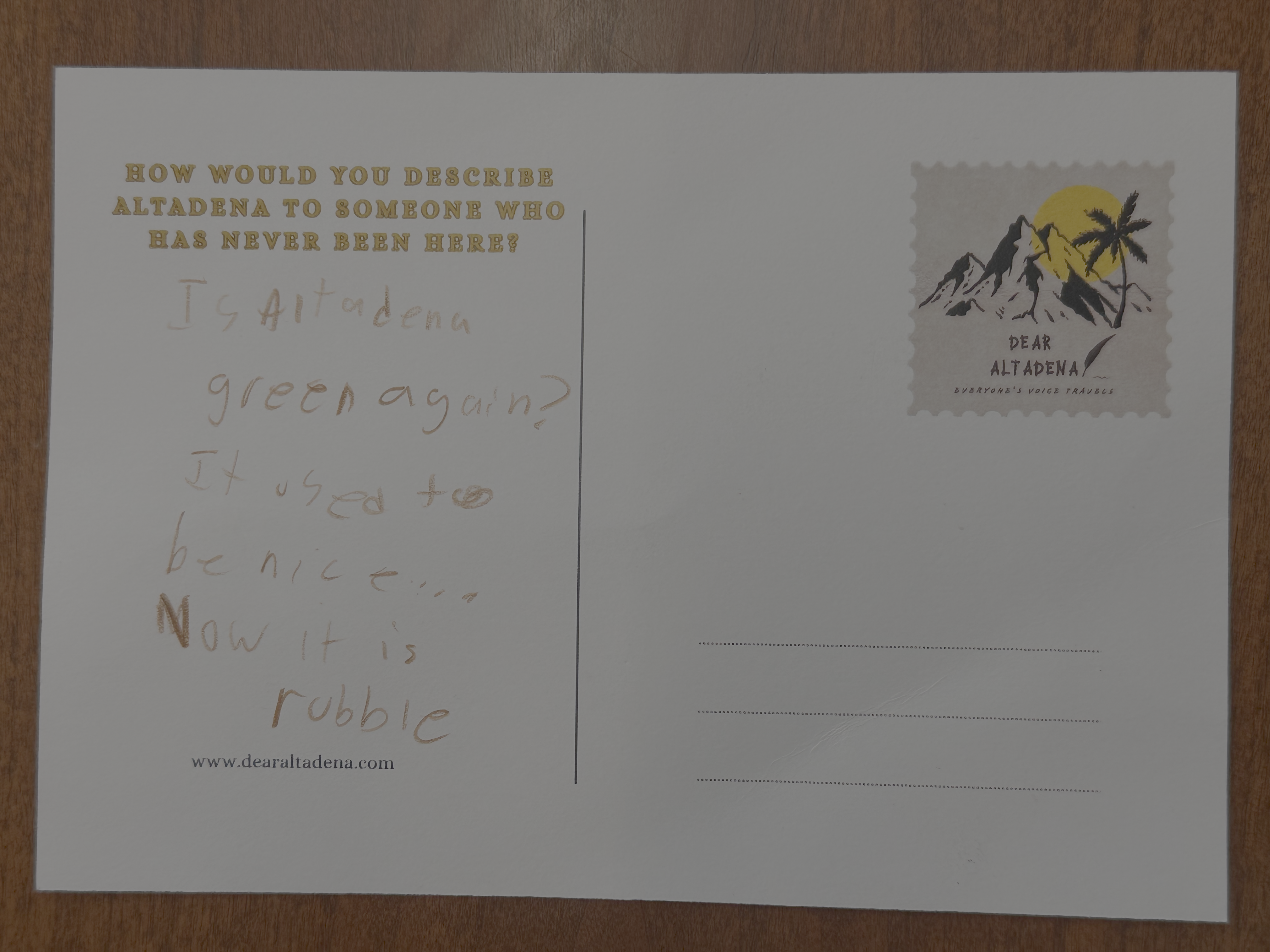 Dear Altadena Postcard 2