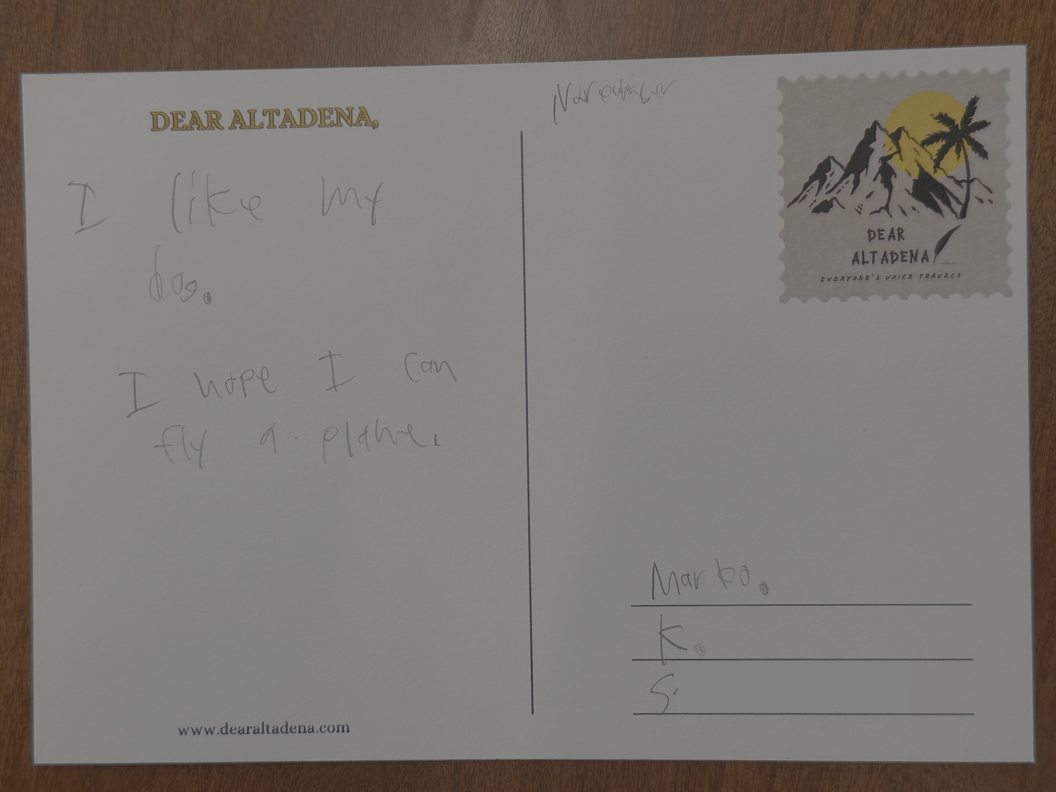 Dear Altadena Postcard 2
