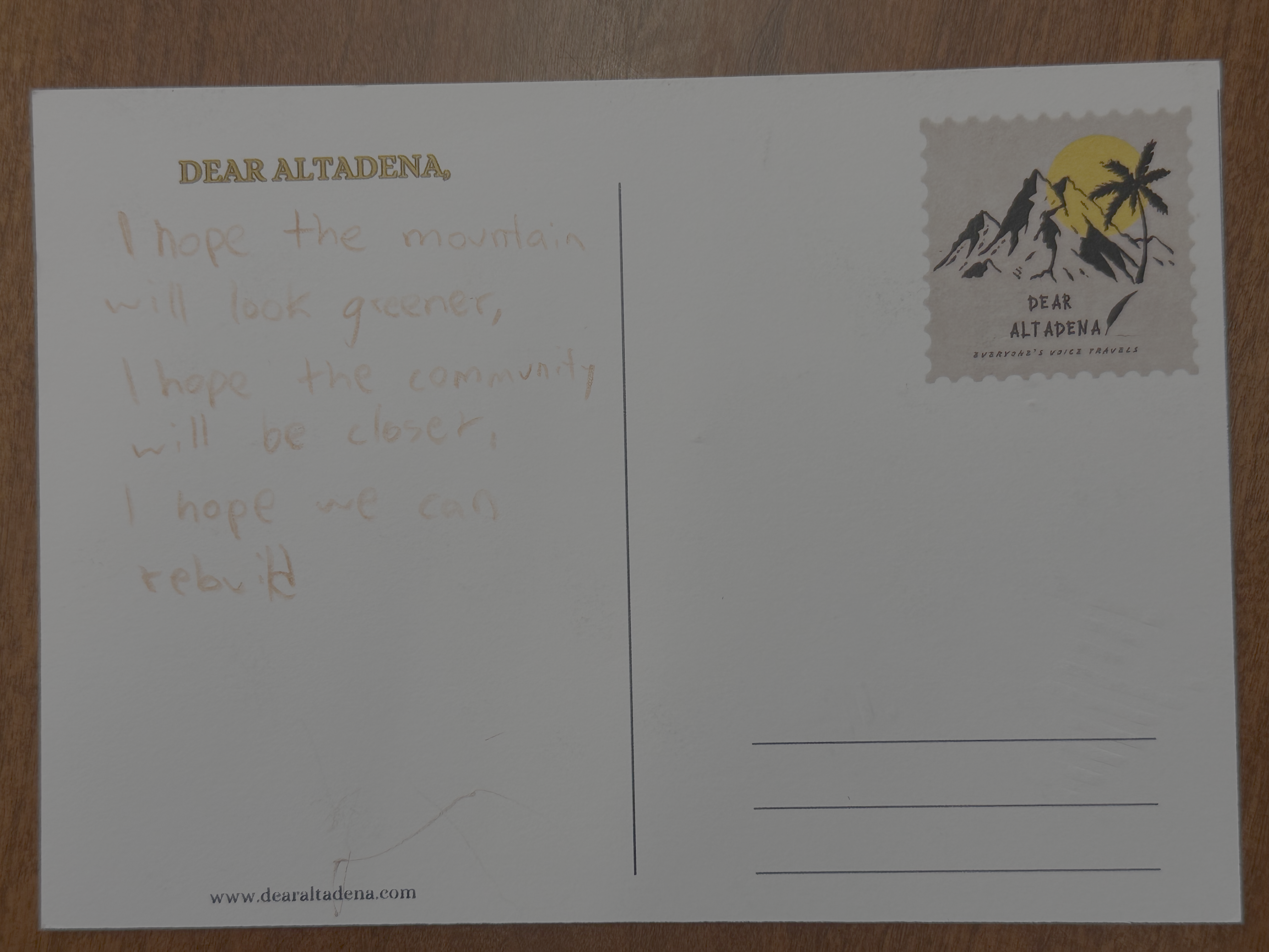 Dear Altadena Postcard 2