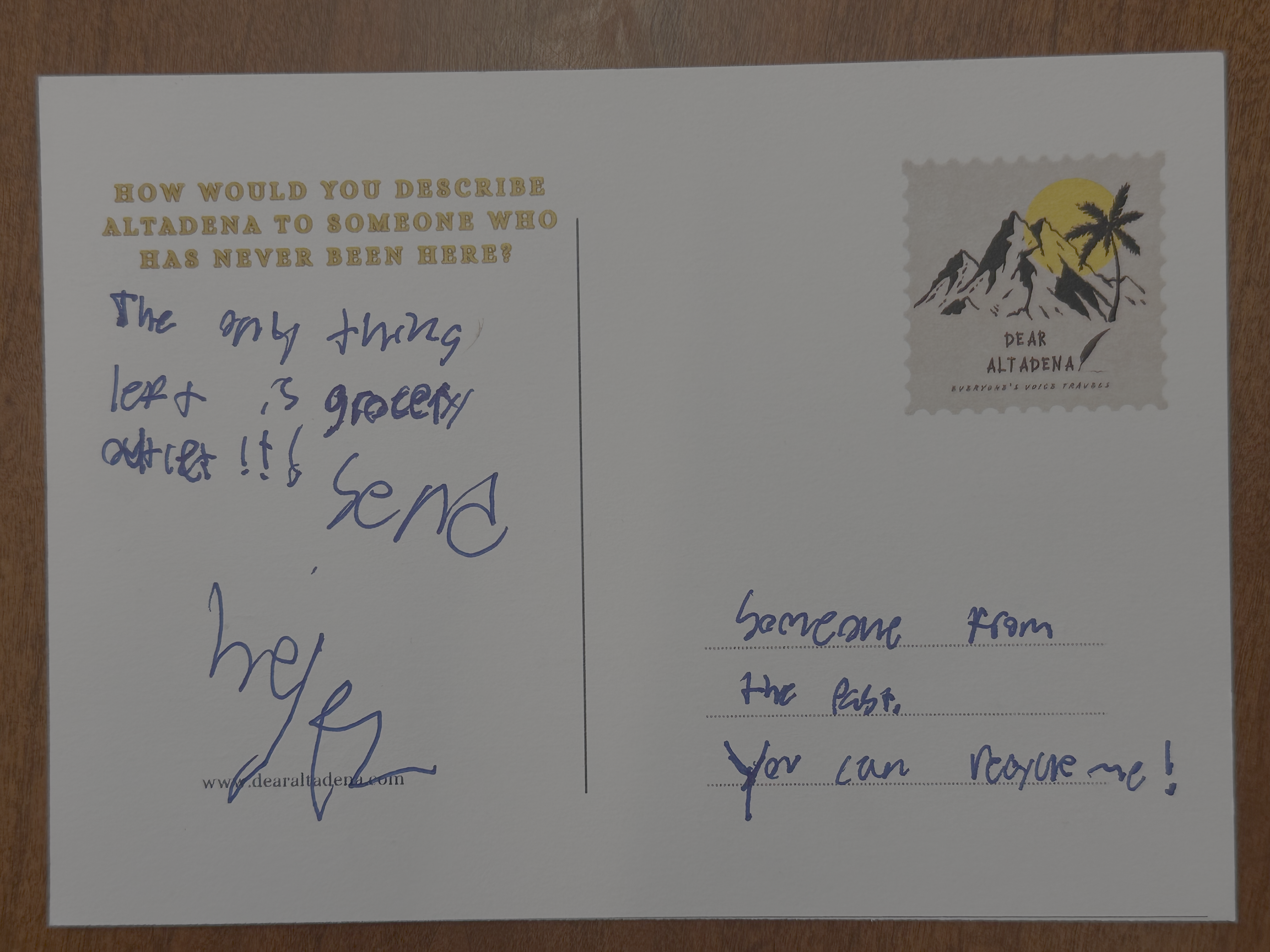 Dear Altadena Postcard 2