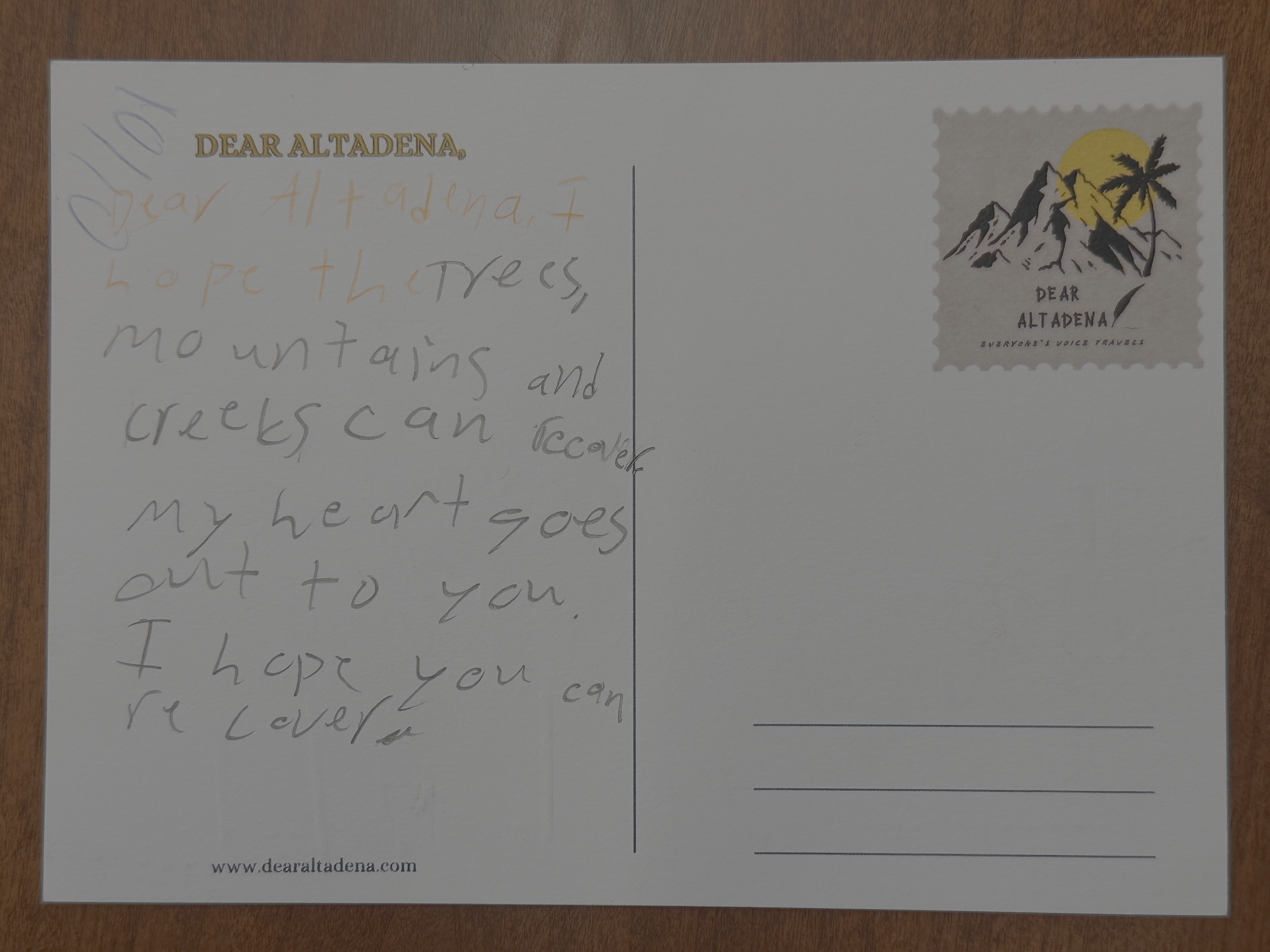 Dear Altadena Postcard 2