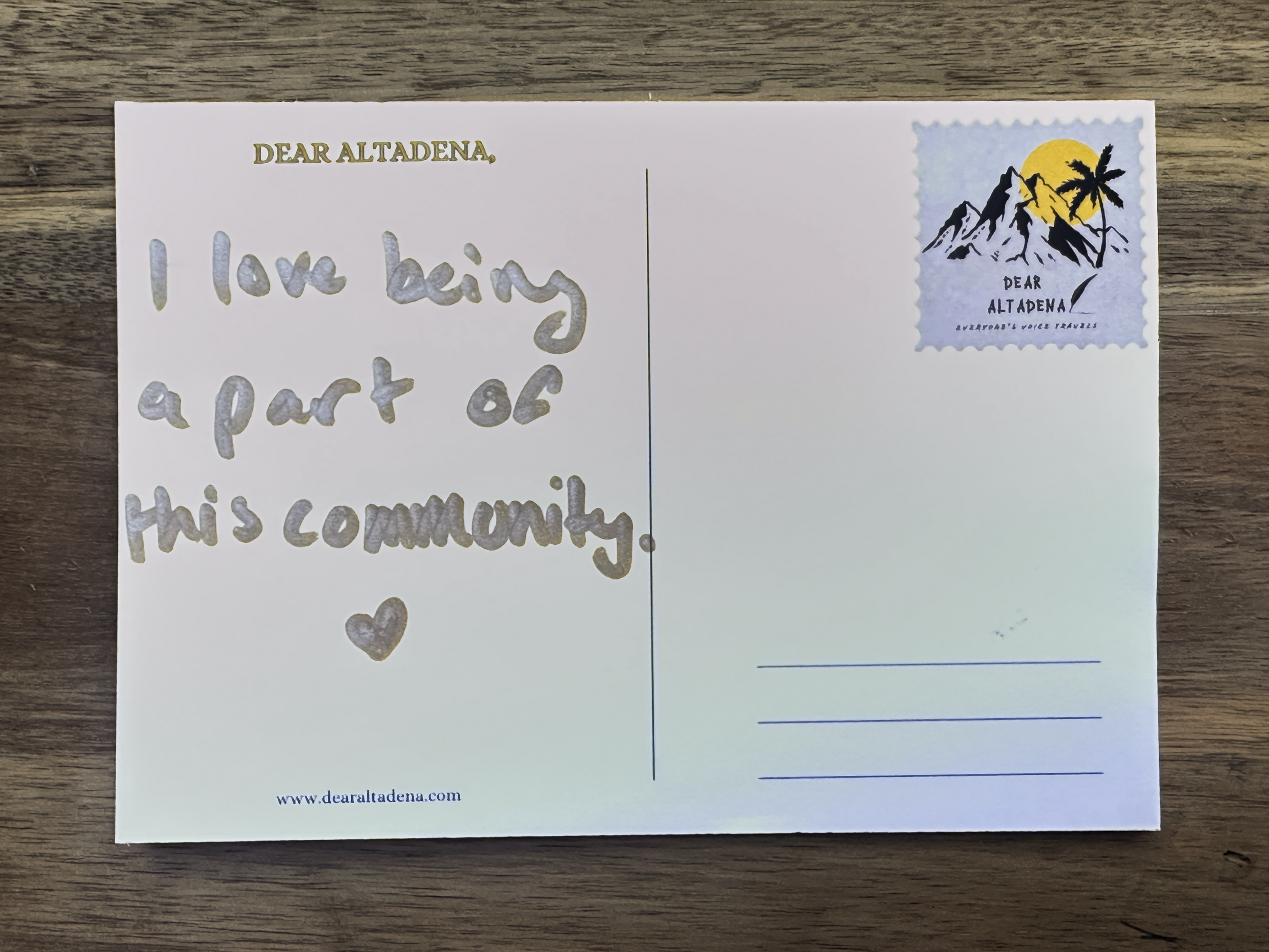 Dear Altadena Postcard
