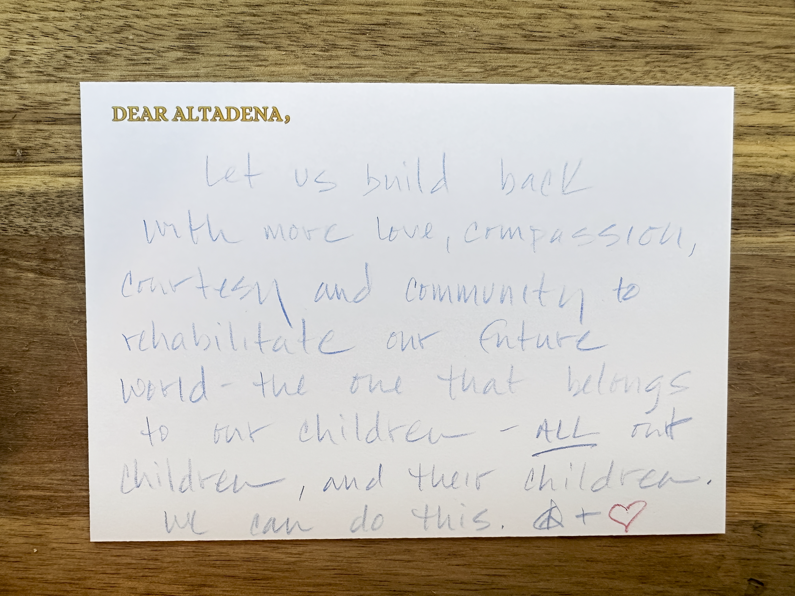 Dear Altadena Postcard