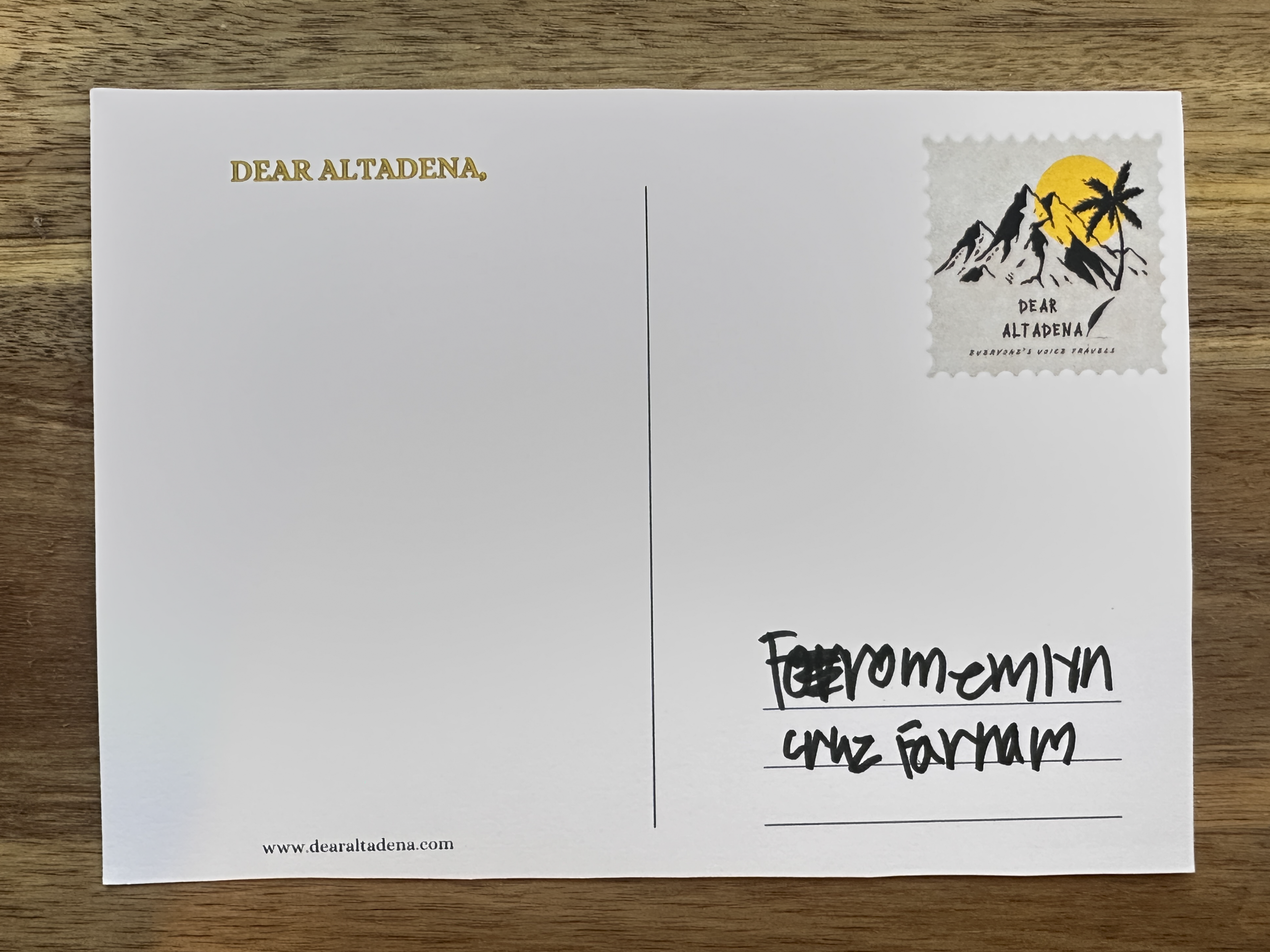 Dear Altadena Postcard