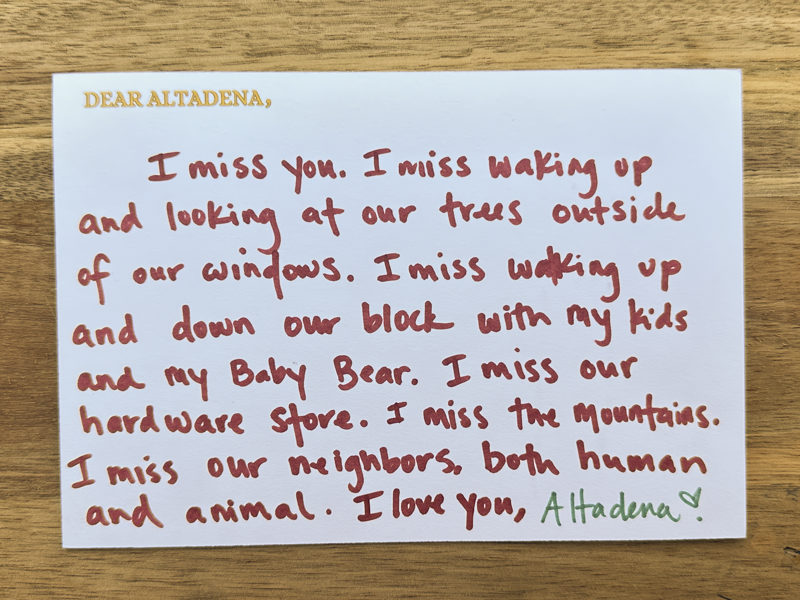 Dear Altadena Postcard