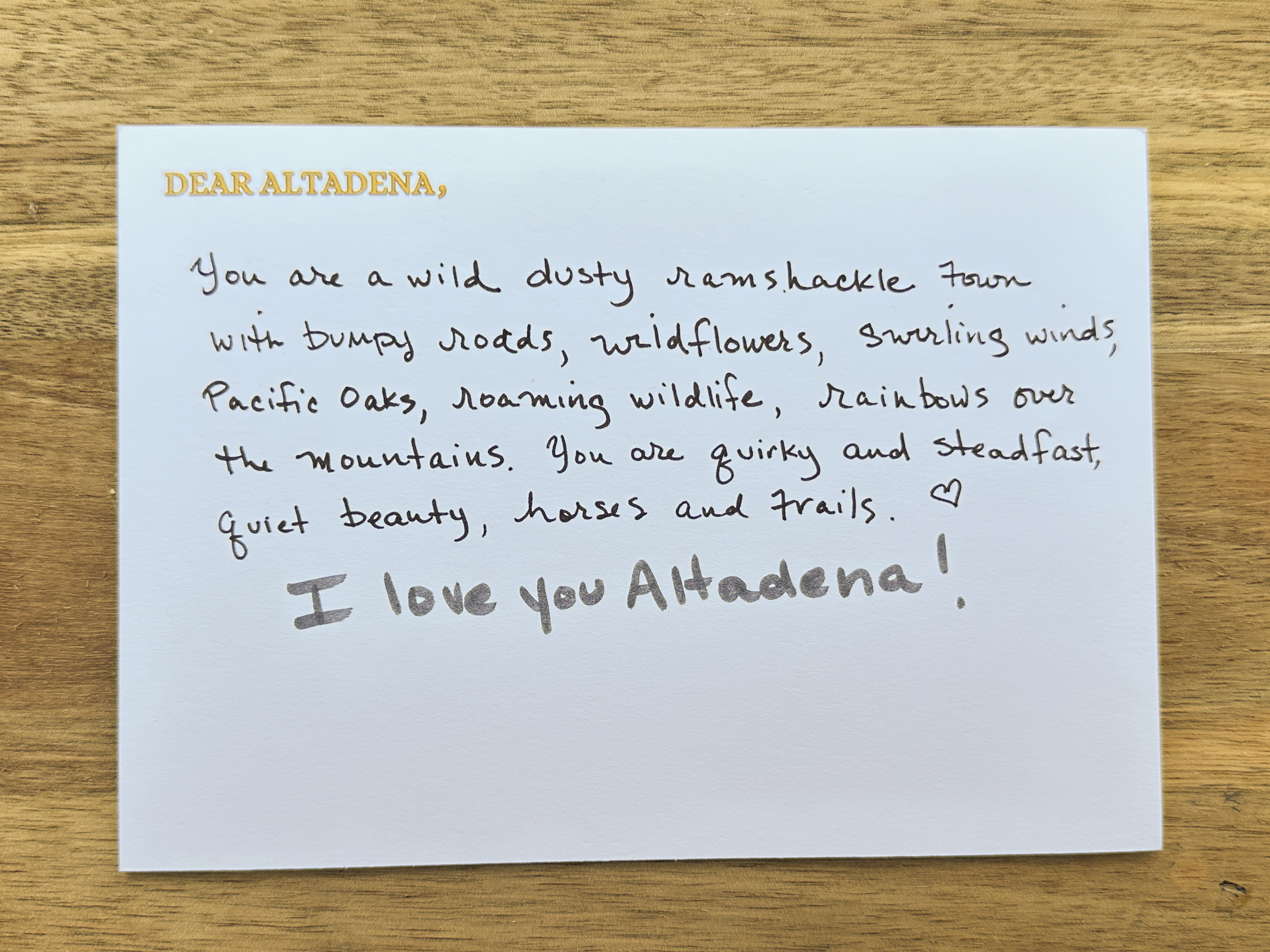 Dear Altadena Postcard